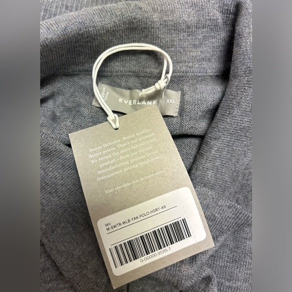 Everlane Sweater Polo Wool Yak Blend Collar Cardigan Size XXL NWT Heather Gray - Picture 3 of 3
